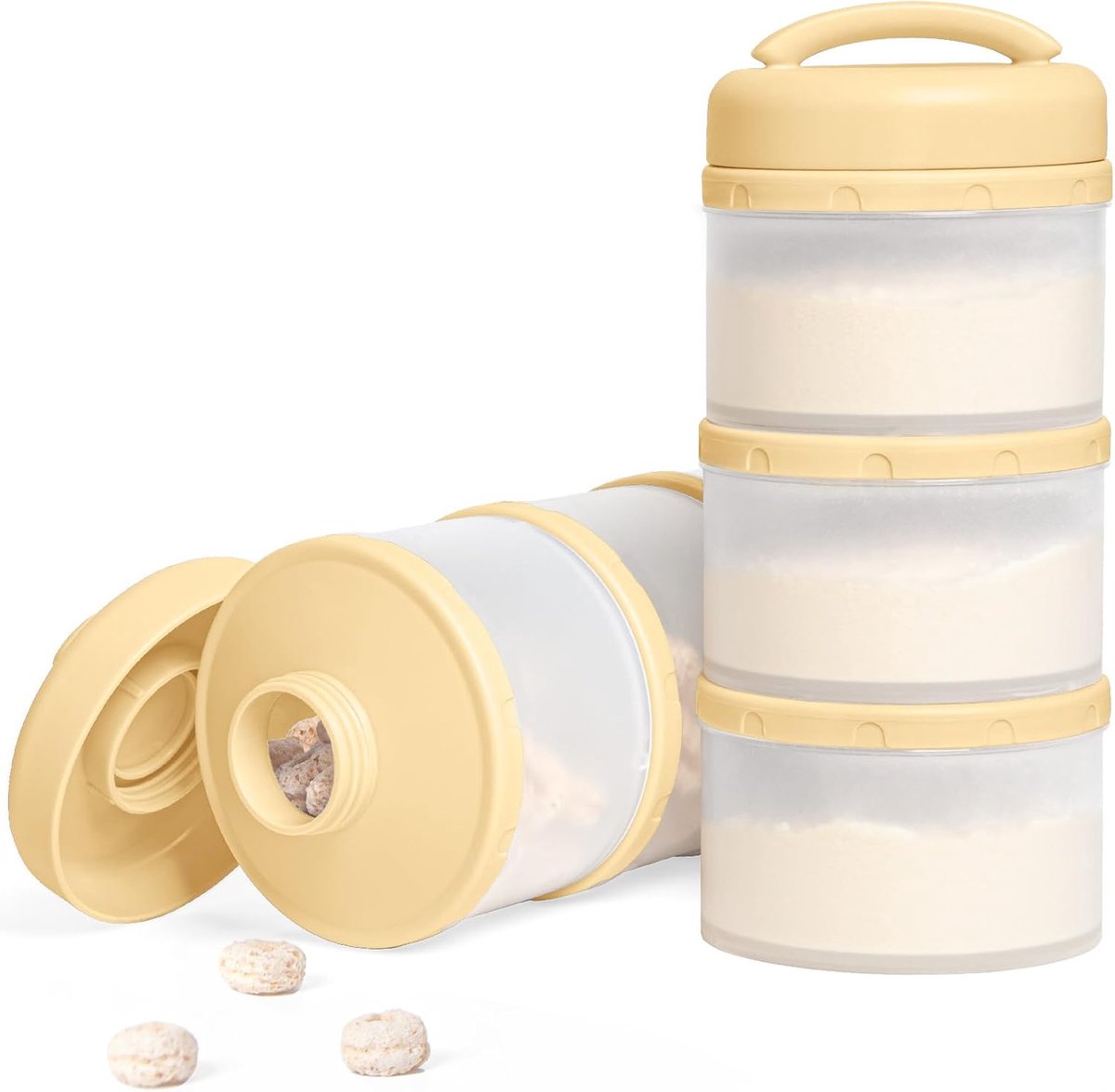 Melkpoeder portioneerder baby stapelbaar melkpoeder opbergdoos 2 stuks (geel)