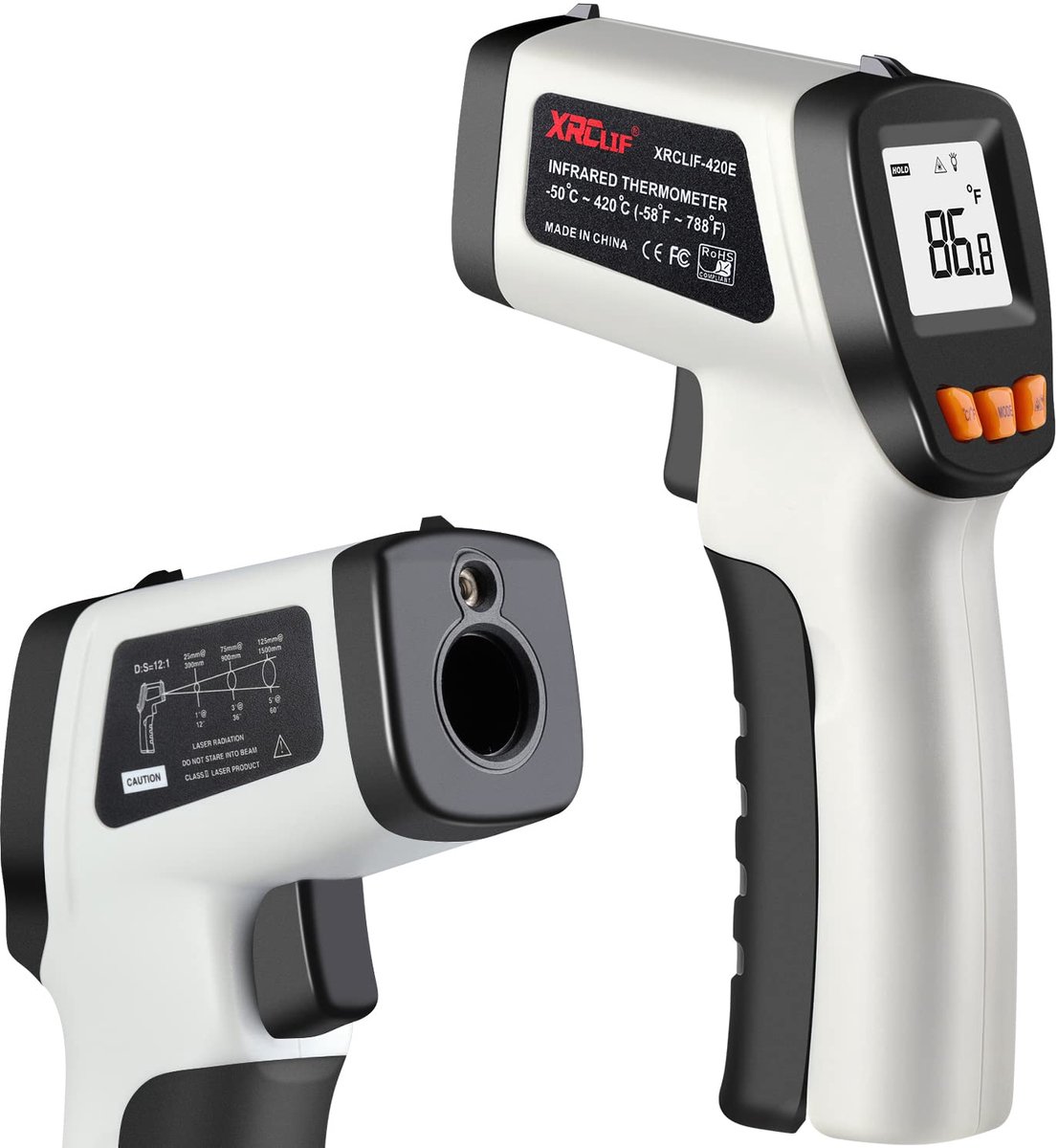 Infraroodthermometer (niet voor menselijk), XRCLIF Laser Thermometer Gun voor Koken/Pizza Oven/BBQ -120°F ~ 100°F - ShopVlot