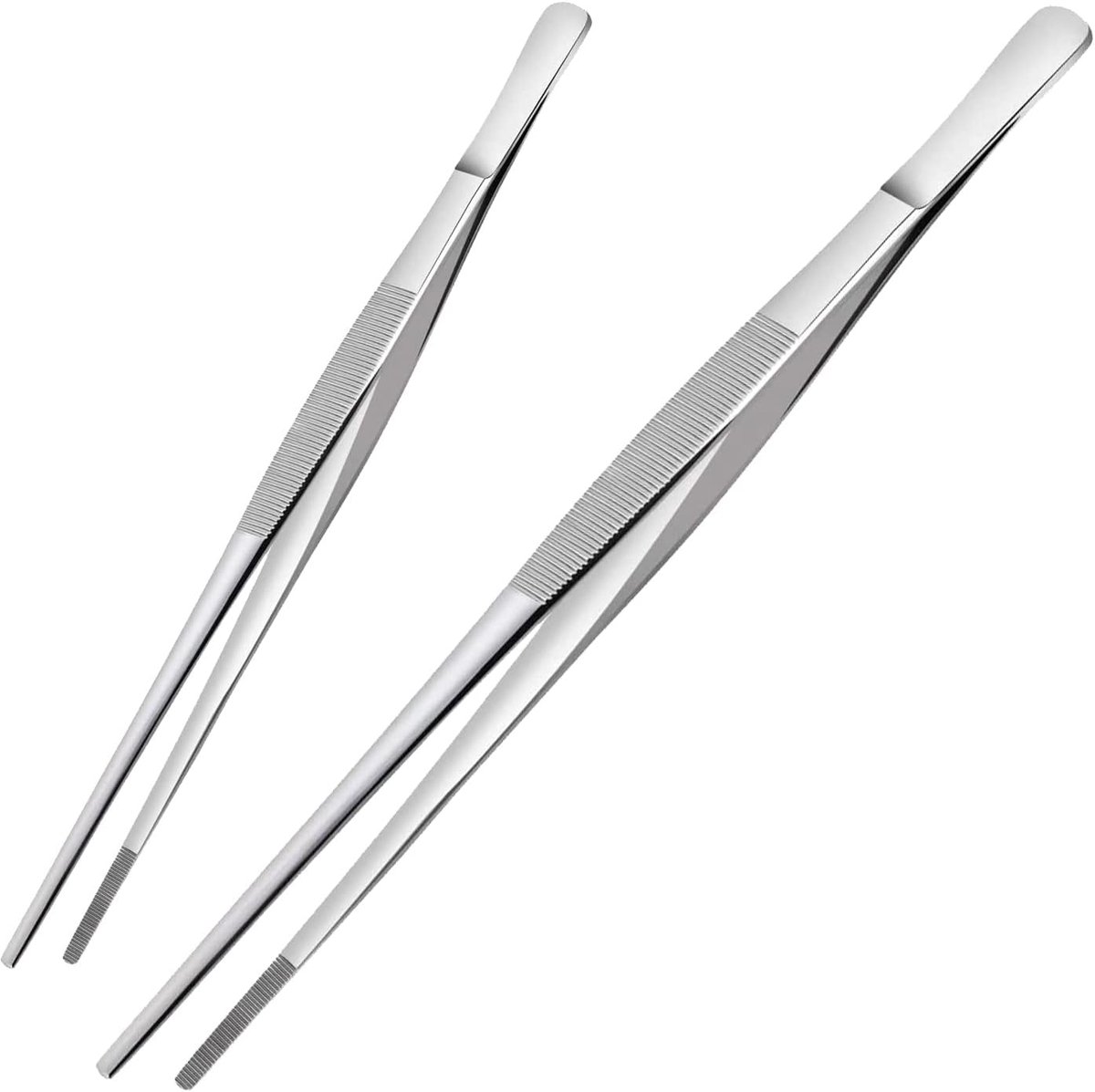 2 stuks kookpincet, grilltang roestvrij staal kookpincet, braadpincet, pincet lang, vleespincet roestvrij staal voor koks, familiefeesten, culinaire professionals en meer (20 cm en 30 cm)