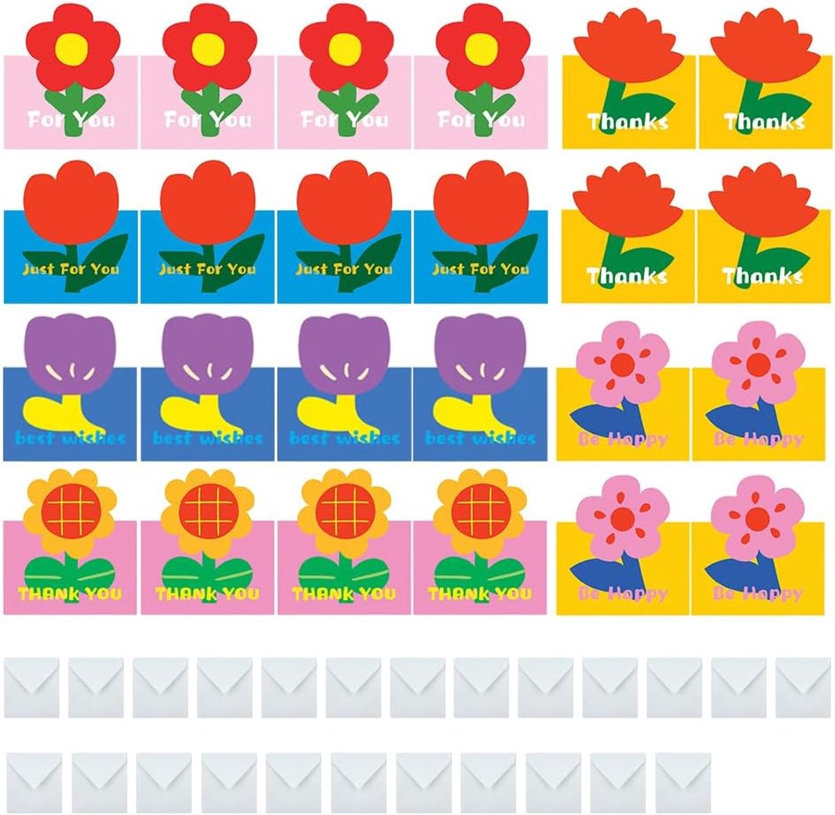 Wenskaarten set 24 stuks - 3D bloemen - 6 stijlen - ideaal voor verjaardagen en bruiloften - ShopVlot