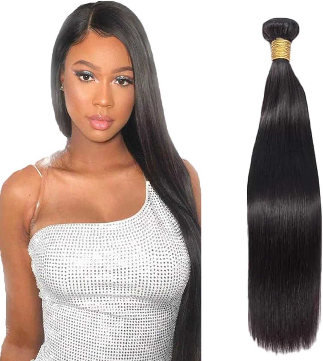 Hair Bundles Sew in Bundles Human Hair Extensions Black Straight Hair Unprocessed Virgin Menselijk Haar Minimal Smell Low Tangle For Women 1 Bundle 20 Inch