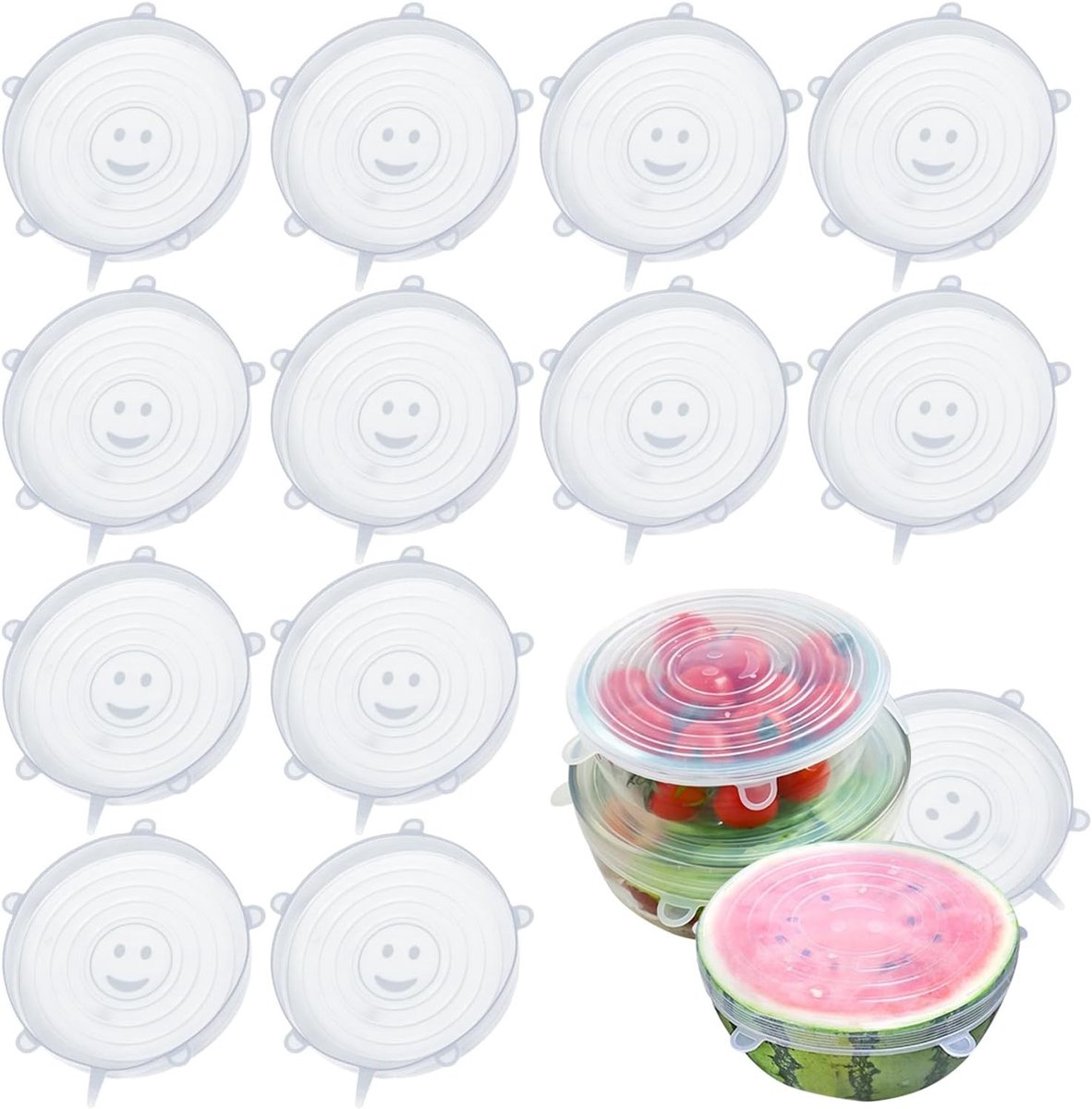 Dailygoods - 12 Stuks Herbruikbare Siliconen Deksel - BPA-vrij en Rekbaar