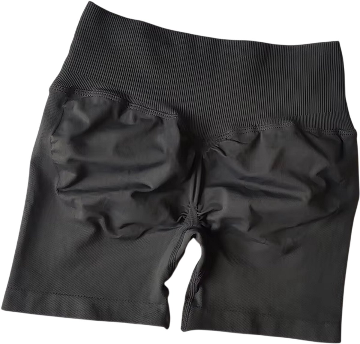 Dames Yoga Shorts Hoge Taille – Sport Shorts Dames met Cross-Waistband, Fitness Short, Hardloopshort Dames, Gym Kleding - Donkergrijs - Maat L