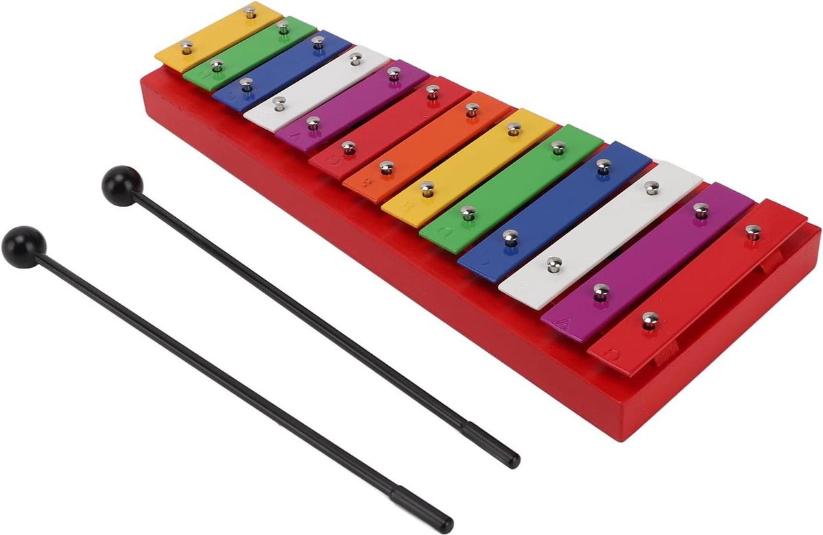 Kleurrijk Xylofoon - Klokkenspel Aluminium - Muziekcreatie Kinderen - 13 Tonen - 37 x 17 x 5 cm - Kleurrijk
