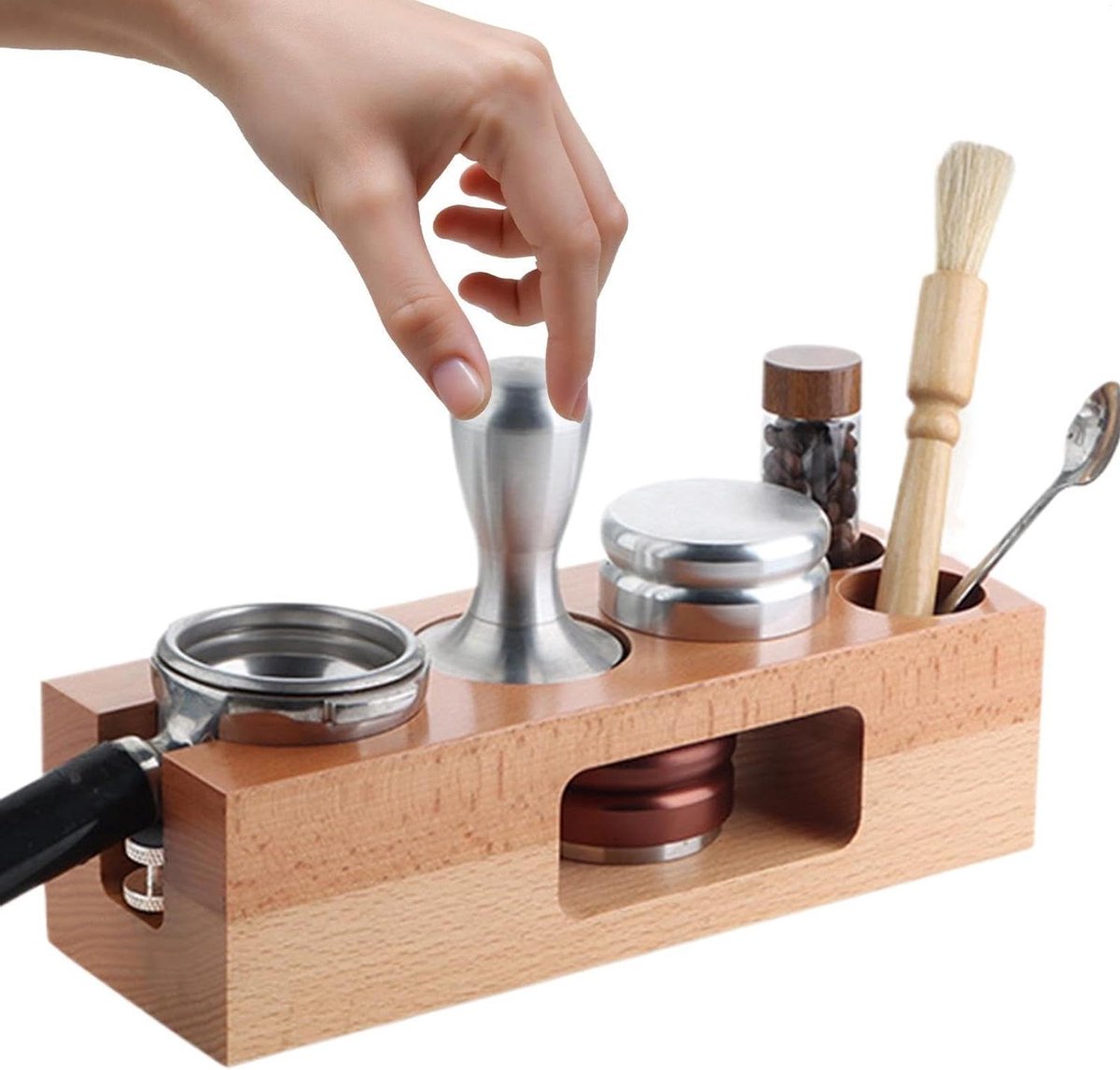 Espressostation Hout - Koffiebar Organizer - Koffie Zetten - Beschermt Werkblad - 26.5 cm - Houtkleur