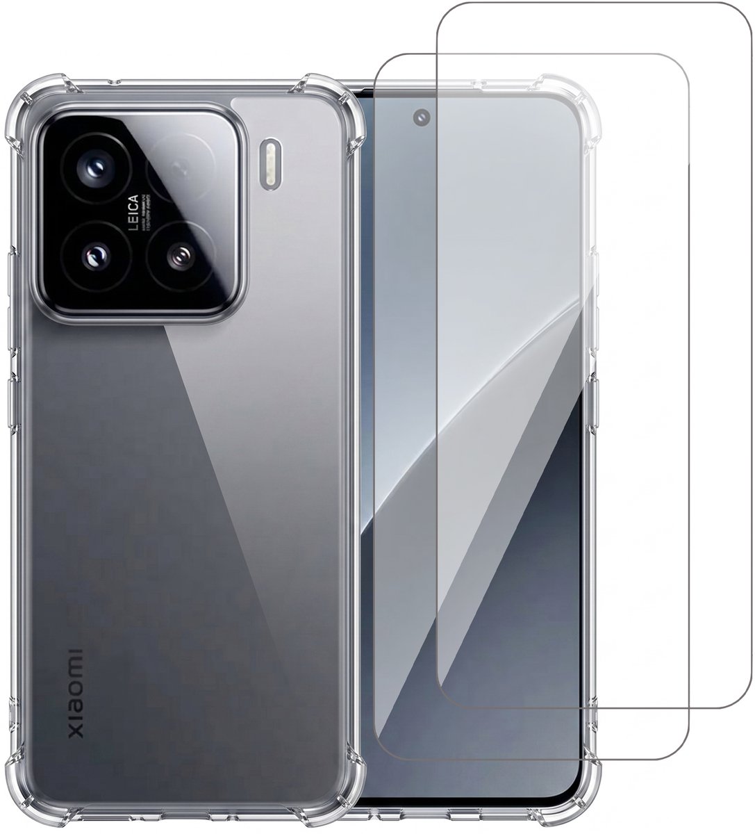 Hoesje geschikt voor Xiaomi 15 5G – CrystalClear Back Cover – Schokbestendig – 2 Stuks Screenprotector Glas