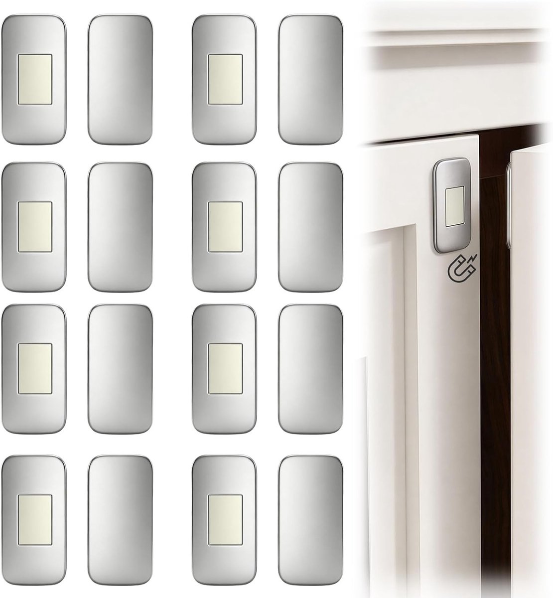 8 Paar Krachtige Magnetische Kastsloten, Zelfklevende Magneetsluitingen voor Eenvoudige Montage, Ideaal voor Keukenkasten, Kledingkasten en Lades