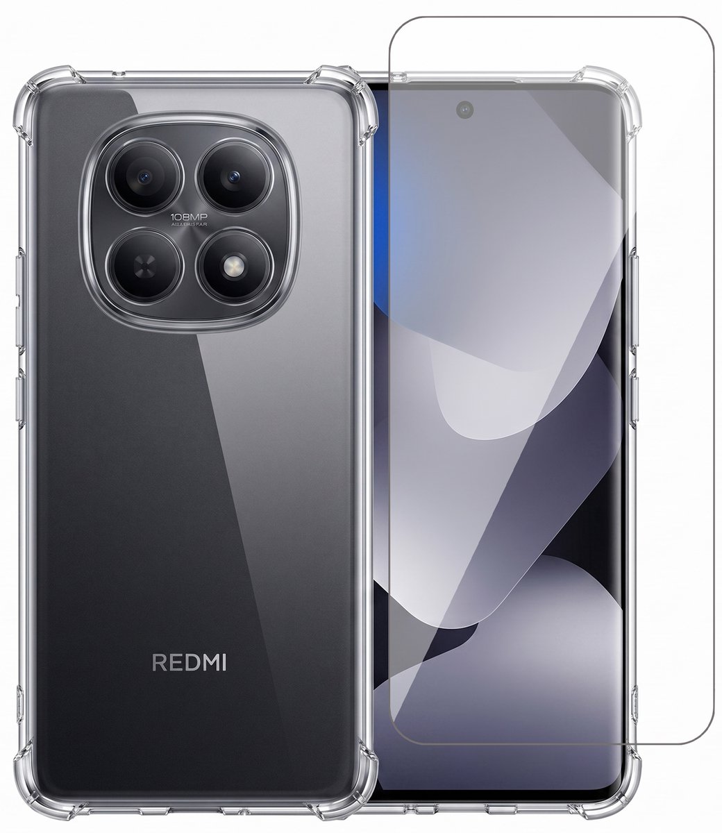 Hoesje geschikt voor Xiaomi Redmi Note 15 4G / 5G / Poco M8 5G – CrystalClear Back Cover – Schokbestendig – Met Screenprotector Glas