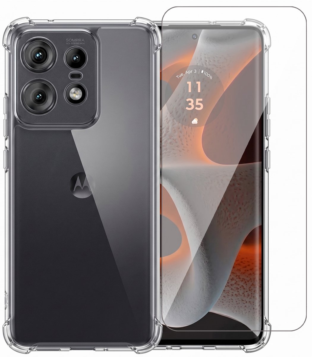 Hoesje geschikt voor Motorola Moto Edge 50 Pro – CrystalClear Back Cover – Schokbestendig – Met Screenprotector Glas