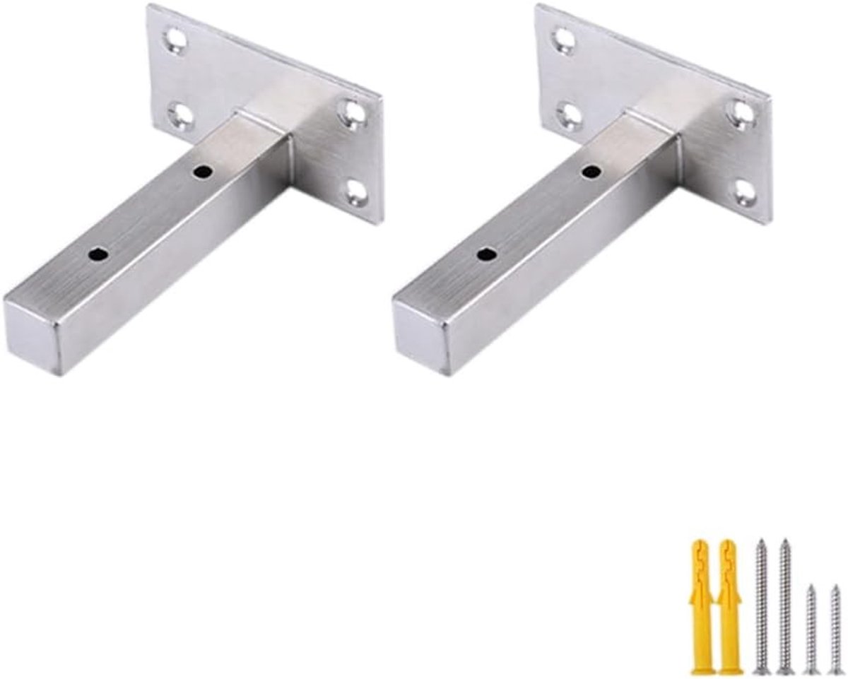 Zwevende Plank Beugels 100mm Roestvrij Staal voor Wandmontage - Sterke Ondersteuning voor Planken en Decoratie