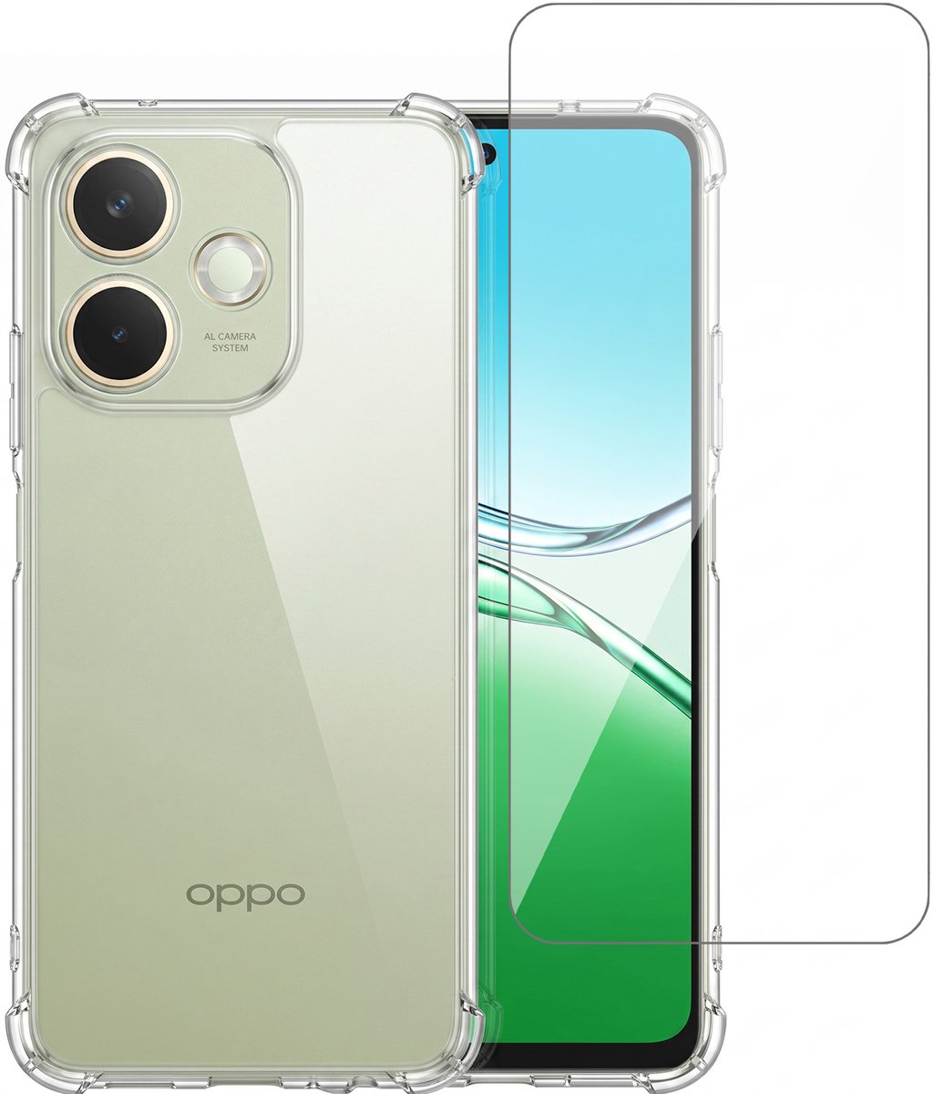 Hoesje geschikt voor Oppo A5 Pro 5G / 4G – CrystalClear Back Cover – Schokbestendig – Met Screenprotector Glas