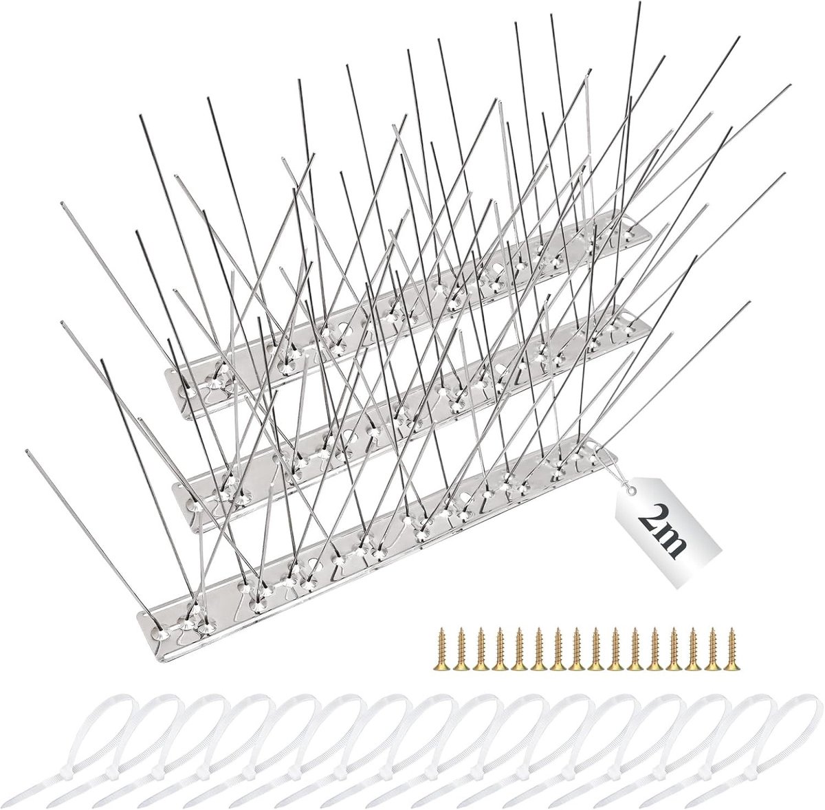 Effectieve roestvrijstalen vogelafweerspikes voor duivenbestrijding - 2 meter lange spikes voor optimale bescherming tegen vogels