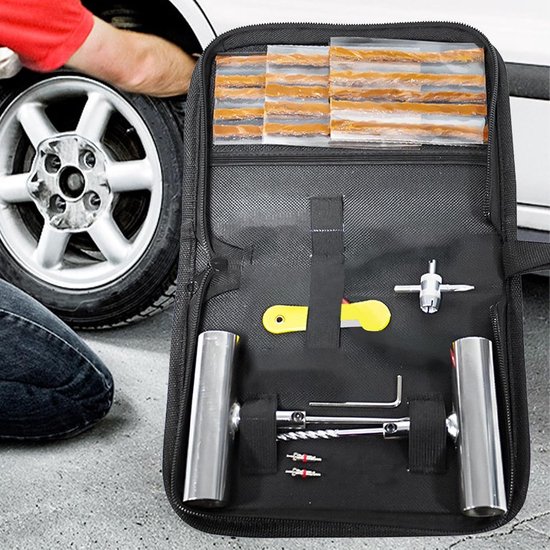 Autoband Reparatieset - Lekreparatie Kit - Pech Onderweg - Compleet Gereedschap - 218 x 154 x 1 cm - Zwart — afbeelding 2