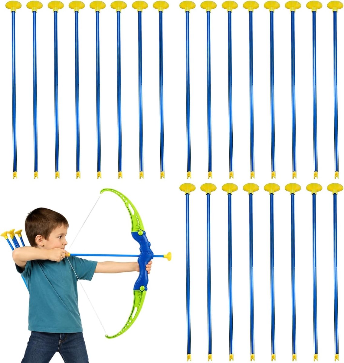 Vervangende boogpijlen met zuignap, 24 stuks, 42 cm, ideaal voor schiettraining, binnen en buiten gebruik, geschikt voor jongens en meisjes
