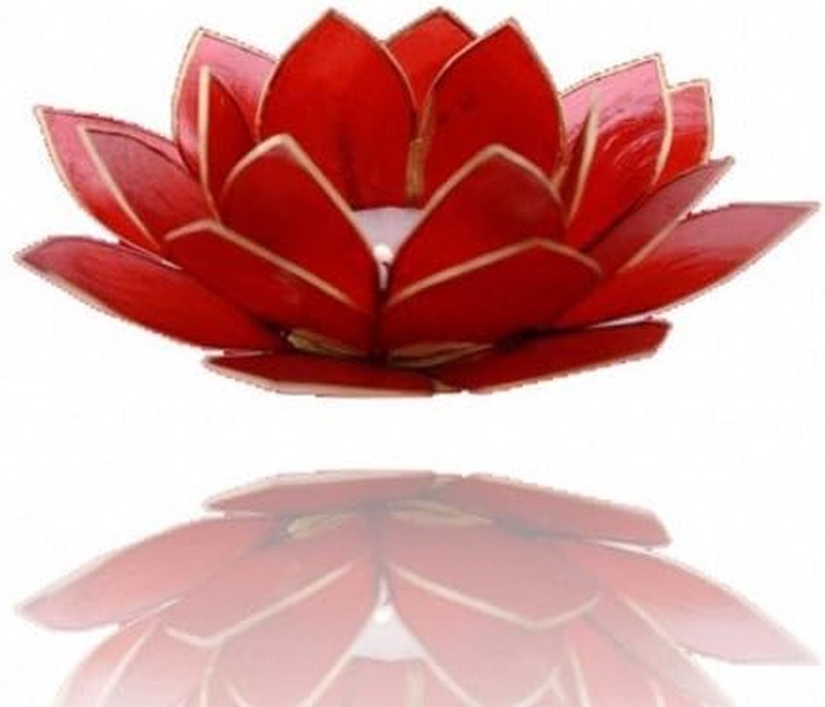 Lotus Theelichthouder - Waxinelichtjeshouder Schelp - Sfeerverlichting Huis - Capiz Schelp Rand - 1 stuk - Robijnrood