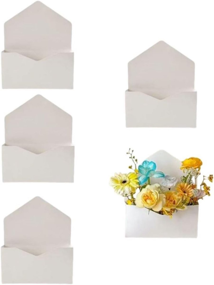 Opvouwbare bloemenopbergdozen - 5 stuks geschenkdozen voor boeketten, kunstbloemen en decoraties voor bruiloften, verjaardagen en speciale gelegenheden (wit)