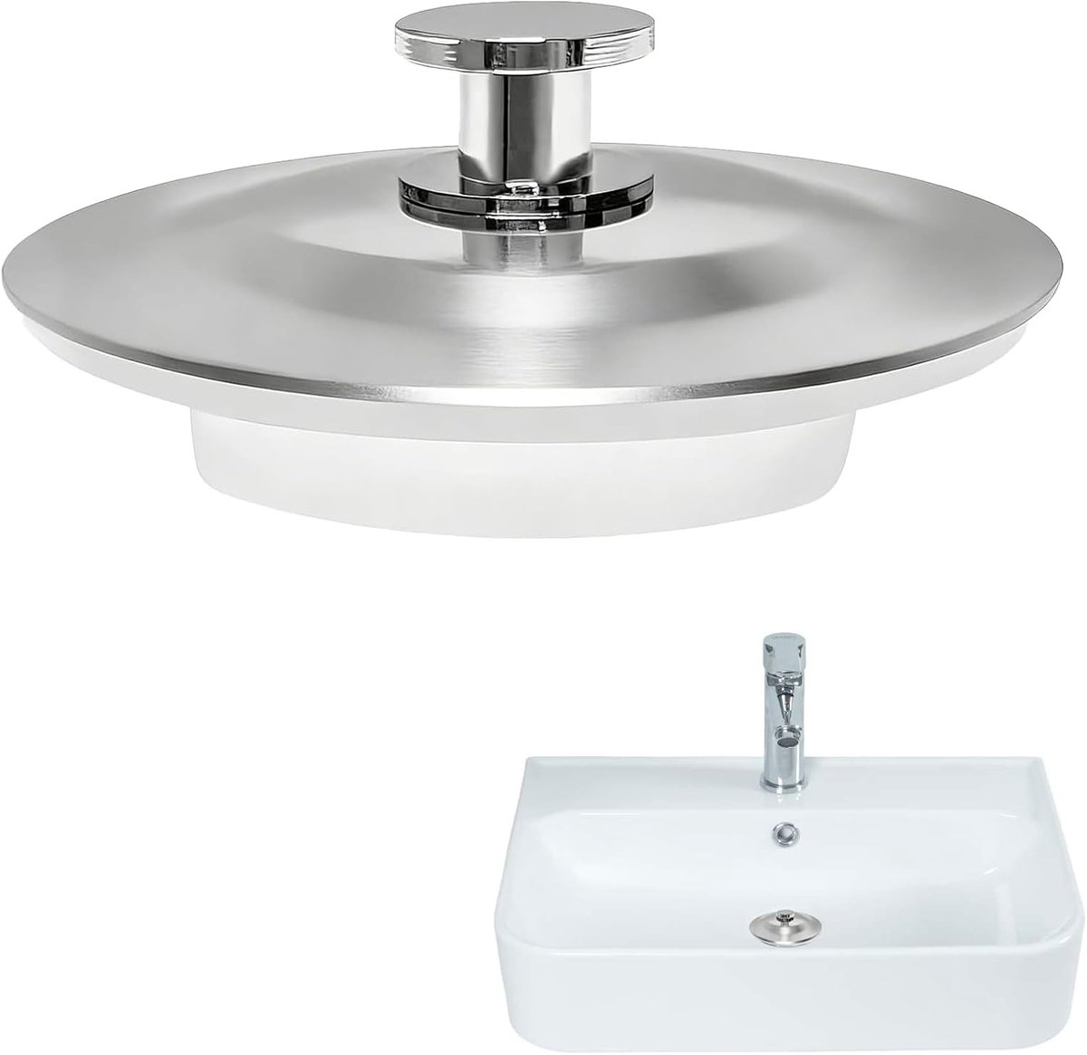 Vervangende afvoerstop - universele badstop 42-44 mm - roestvrij staal - duurzame waterdichte afdichting - ShopVlot