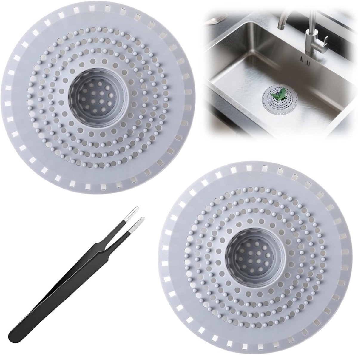 SnelShoppen - Pack van 2 Haarvangers, Anti-Haar Douchefilter, Badkuip en Afvoerfilter, Silicoon Anti-Verstopping, Effectieve Bescherming voor Bad en D