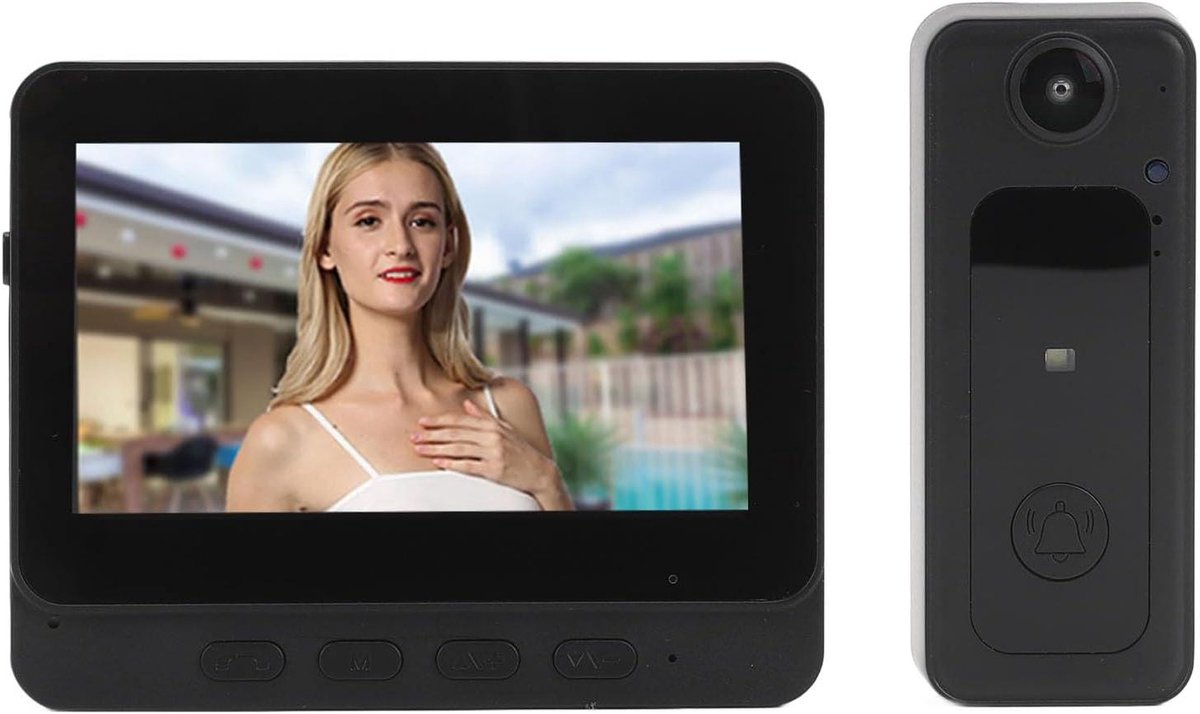 Video Deurbel met Monitor - Intercom Systeem - Veiligheid Thuis - 170 Graden Groothoek - 4.3 Inch Scherm - Zwart