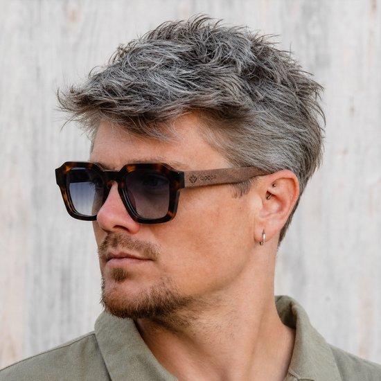 Wooda® Zonnebril Square - Donker gevlamd frame - Gepolariseerd - Wooda Figa Demi Gris Dégradé van Merkloos — afbeelding 3