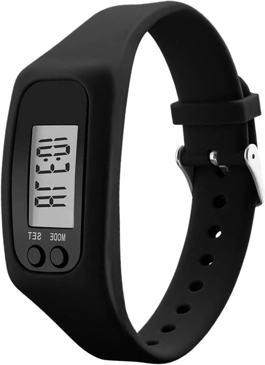 Stappenteller Horloge - Fitness Tracker - Dagelijkse Activiteit - Geen Telefoon Nodig - 25x2.7cm - Zwart