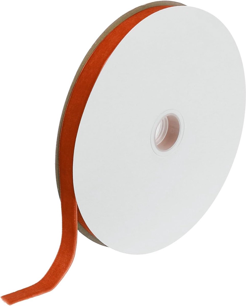 Fluwelen lint 1,5 cm x 25 yards/22,86 m spoel enkel gezicht stof zijdeachtig fluwelen lint voor boeket doe-het-zelf handwerk cadeau bruiloft party donkeroranje