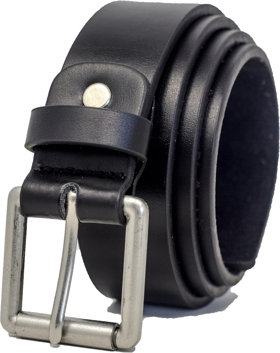 Heren 40+ jaar Crafting Expertise 34 mm Smart Casual Lederen Riem - Zwart, Bruin of Tan, Maten 28-60 inch, Chunky Roller Buckle, Unisex-Volwassenen