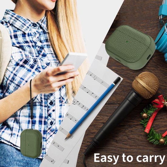 Hoesje compatibel met Airpods Pro 2, reinigingsset, TPU beschermhoes met handriem, textuur ontwerp compatibel met Airpods Pro 2 Cover (lichtgroen) van hoesje — afbeelding 5