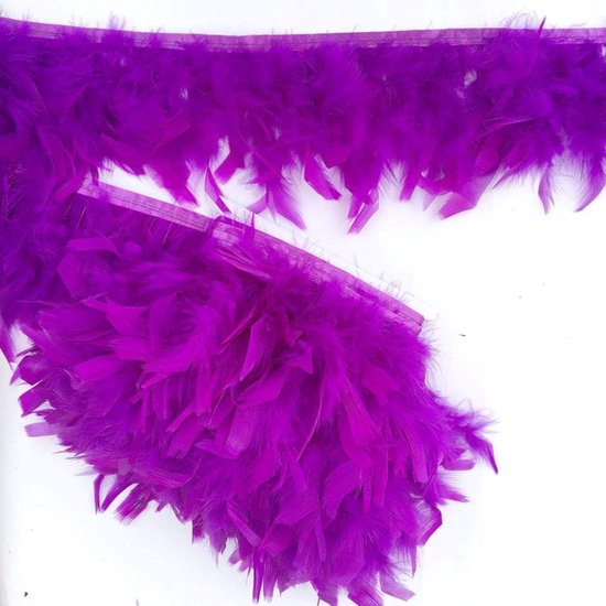 Kalkoenveren Trim Fringe voor Feest Trouwjurk Naaien Ambachten Kostuums Decoratie Pack van 2 Yards (Paars) — afbeelding 2