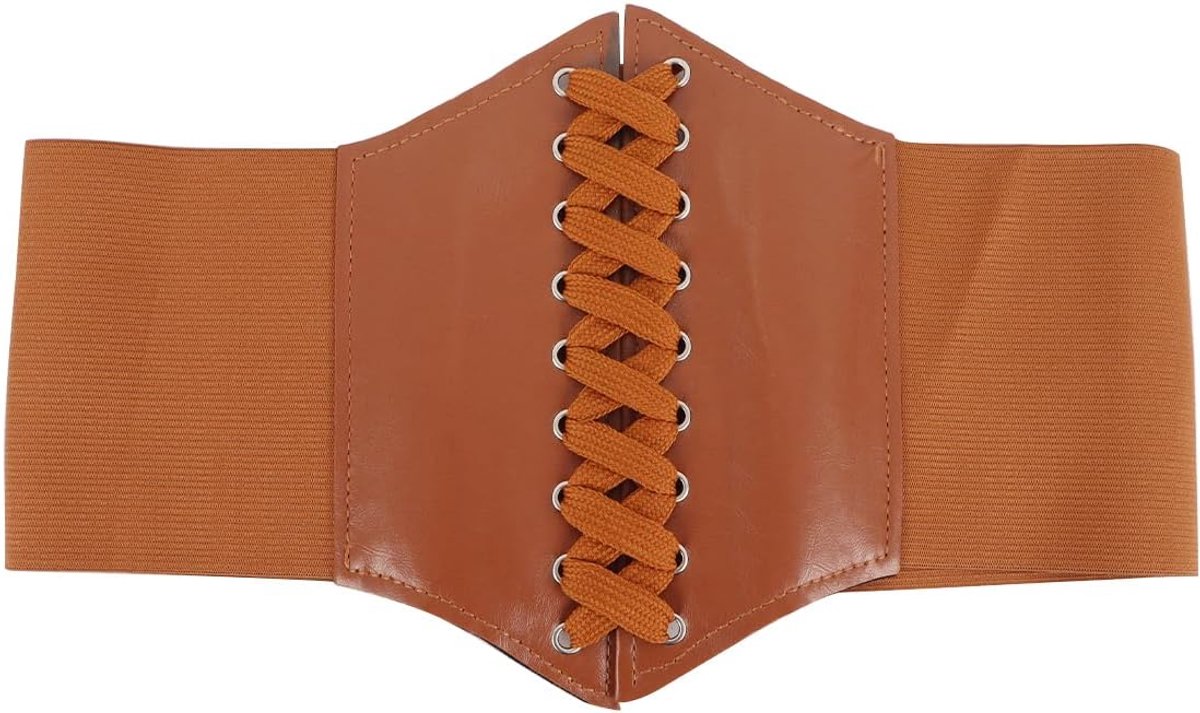 Elastische tailleband, korsetriem, Viking onderbuste korsetriem, accessoires lederen korset (kameel)
