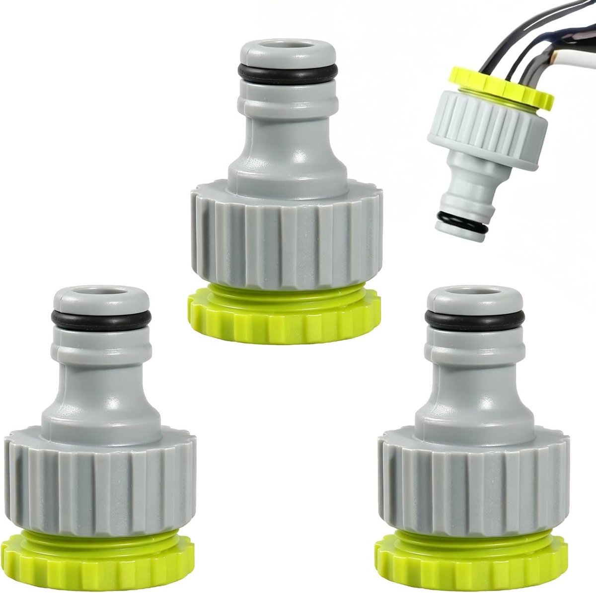 2-in-1 kraanaansluiting - 3 stuks, 1/2 inch en 3/4 inch tuinkraan aansluiting kraanaansluiting