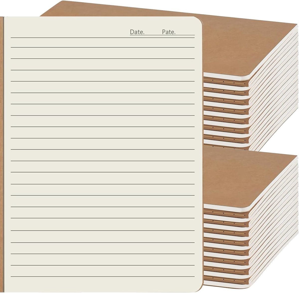 SnelShoppen - 36 Pack A5 Kraft Notebooks, Lined Notitieboekjes 8x5.5 Inch, 34 Vel, 68 Pagina's, Softcover, School, Kantoor, Reizen, Bulk