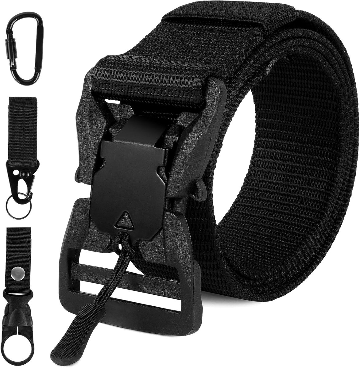 Mens Belt Tactical, Military Work Nylon Web Hiking Belt with Heavy Duty Seatbelt Buckle, Military Style Belts for Men, Mens Adjustable Canvas Fabric Nylon Golf Belt Fits Anywhere