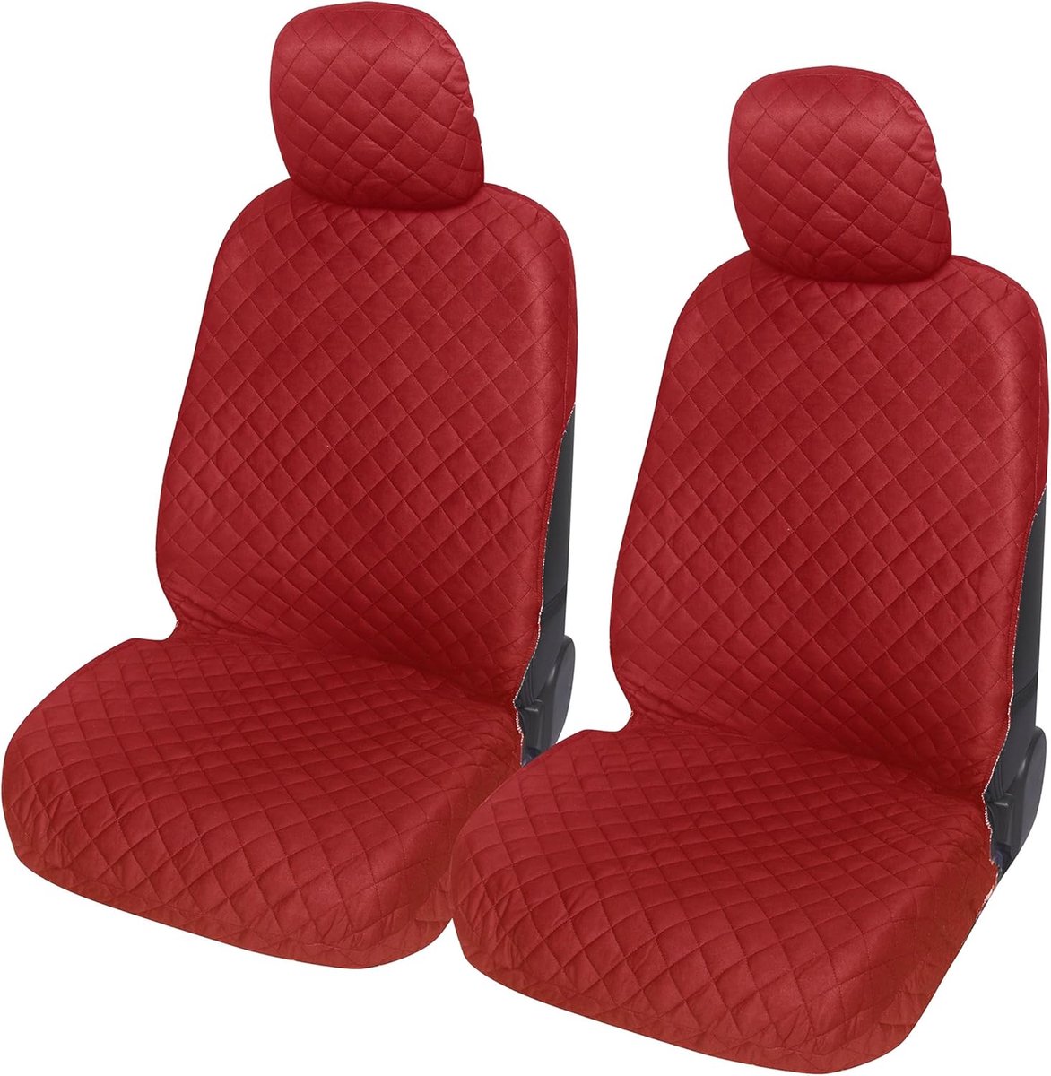 SnelShoppen - Universele Auto Stoelhoezen Set Voor Voorstoelen - Rood - Zacht Polyester - Geschikt Voor Standaard Zitplaatsen - Voor Vaste En Afneemba