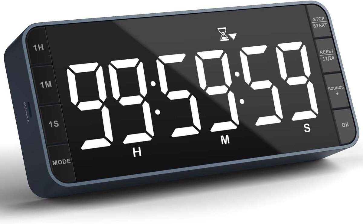 7,8 inch extra grote led-keukentimer: 99H countdown Countup met 3 helderheid, 5 alarmen en 4 volumeniveaus, magnetische oplaadbare timer voor koken, klaslokaal, thuisgymnastiek (marineblauw)