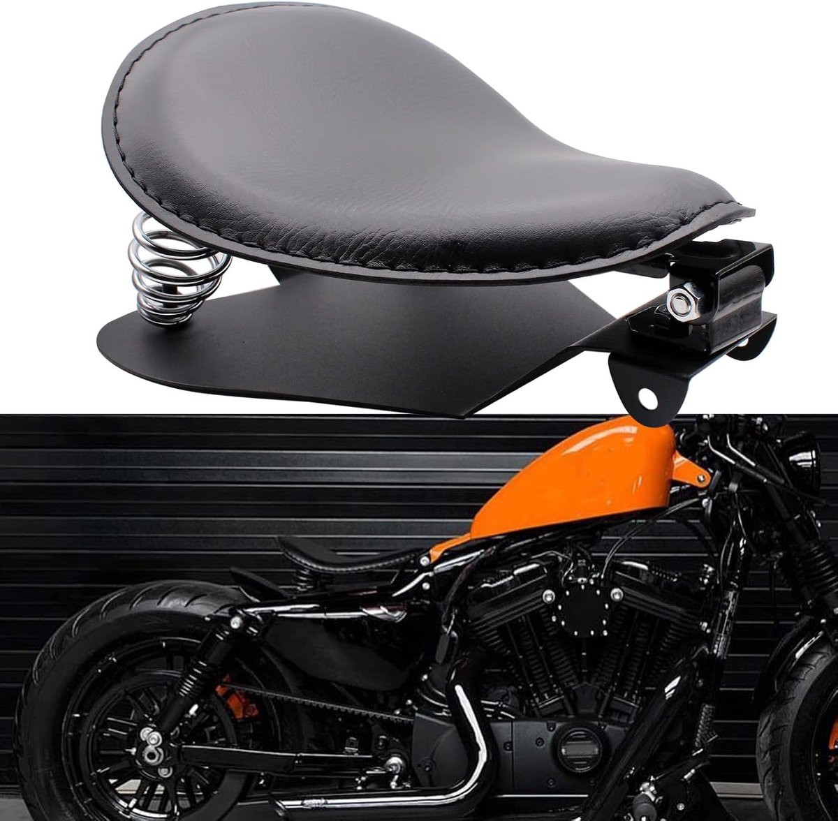 motorfiets Bobber zitting, motorfiets solostoel met veersteunbodemplaat voor Sportster XL883 1200 48 Chopper Custom