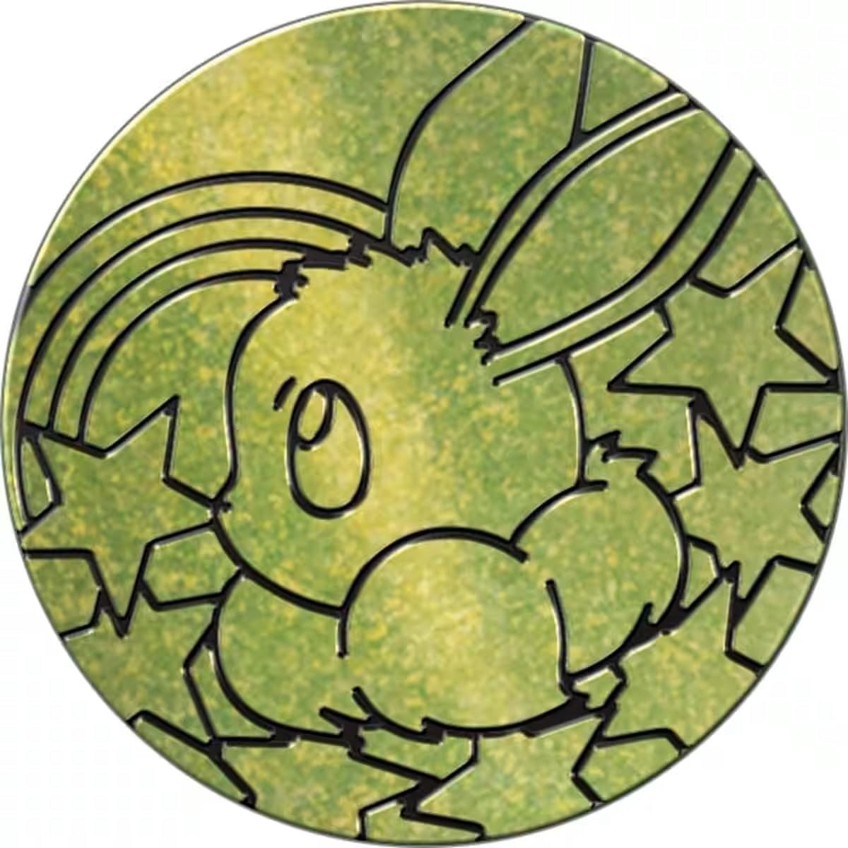 compatibel voor PKM TCG Pin Flipping Coin Shiny Trading Card Verzamelkaarten Munt met BB-Toy-Trades verzendbescherming - Prismatische ontwikkelingen - Evoli Limoen Groen