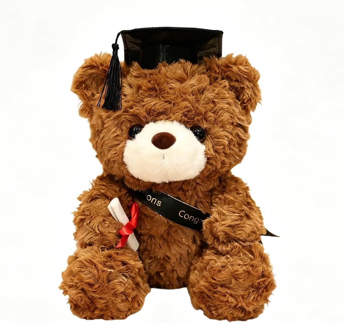 pluche dier, vrijgezellencadeau, Teddy Teclebrhan afstudeercadeau, teddybeer uni afstuderen, afstudeercadeau, Teddy afstudeercadeaus met doctorsbaret, bachelor afstudeercadeaus (donkerbruin)