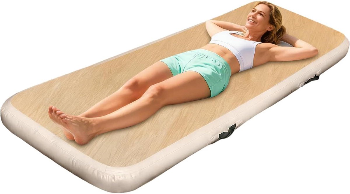 Opblaasbare Mat Camping - Luchtbed Kamperen - Buiten Slapen - Verbeterde Luchtkamer - 200x65x15cm - Houtlook