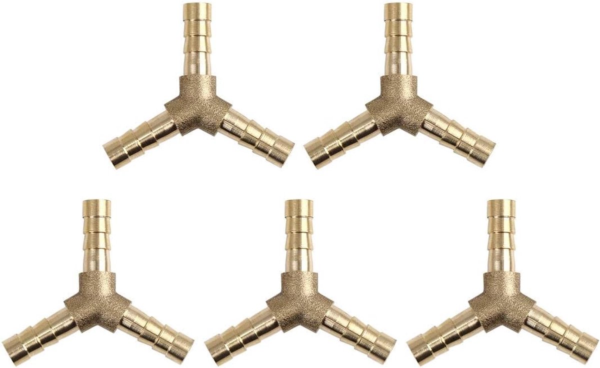 sourcing map 6 mm messing slangtuit Y-vormige 3-weg verbinding voor lucht, water, gas, olie