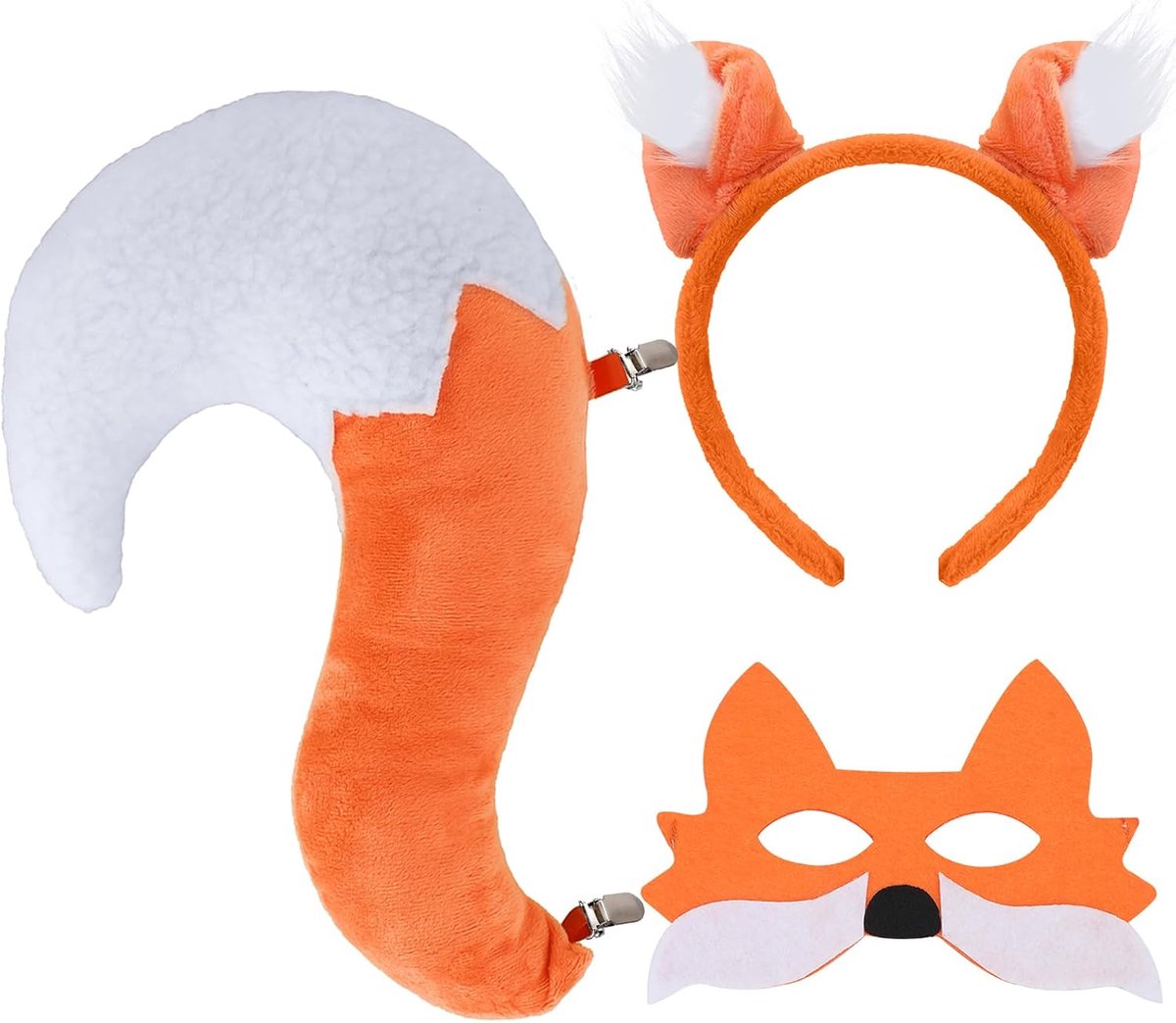 Kostuumset - Vossenoren en staart set met hoofdband staart en masker voor kinderen en volwassenen, uniseks dierenkostuum cosplay wereldboek dag verjaardagsfeestje Halloween
