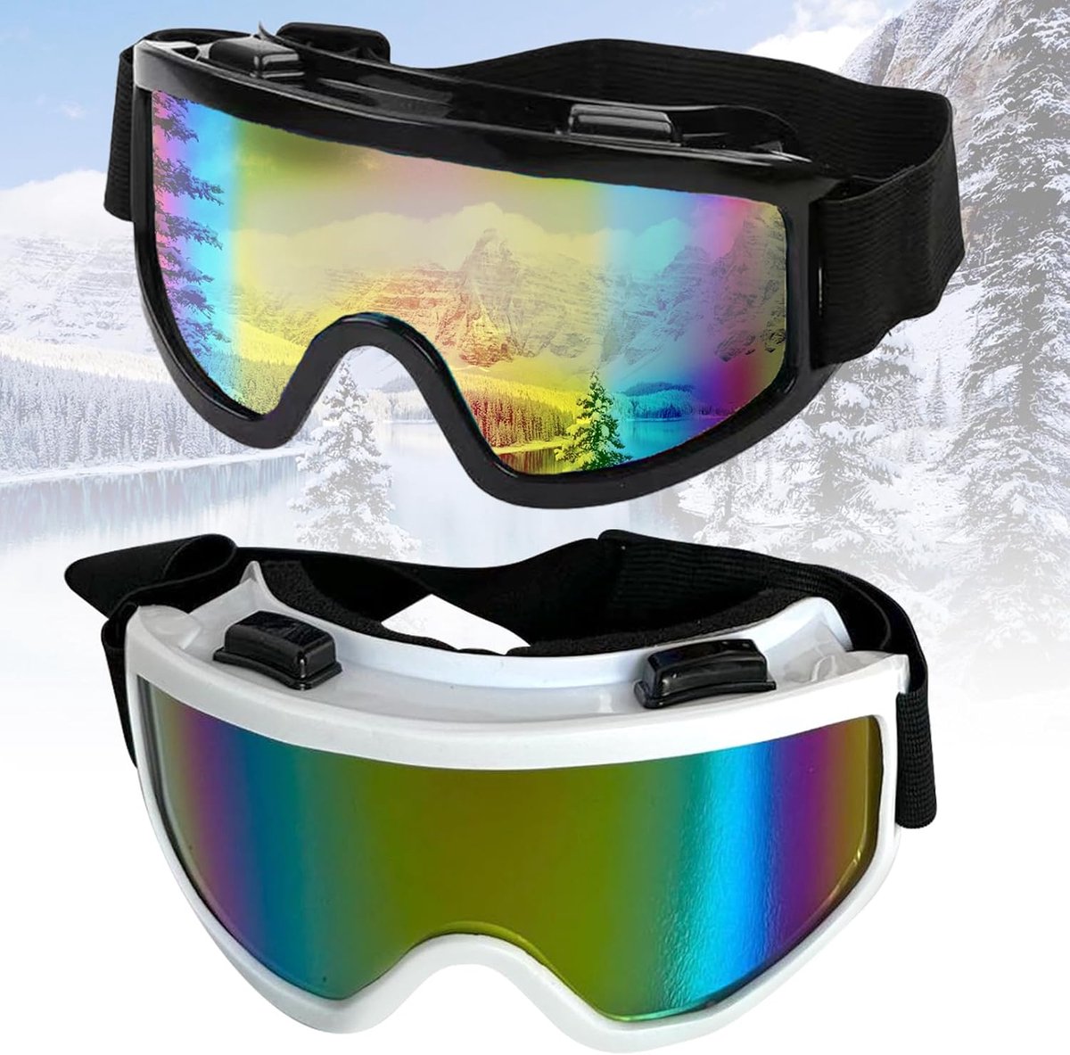 2 stuks ski- en snowboardbril voor brildragers, heren en dames, volwassenen en jongeren, geschikt voor snowboarden