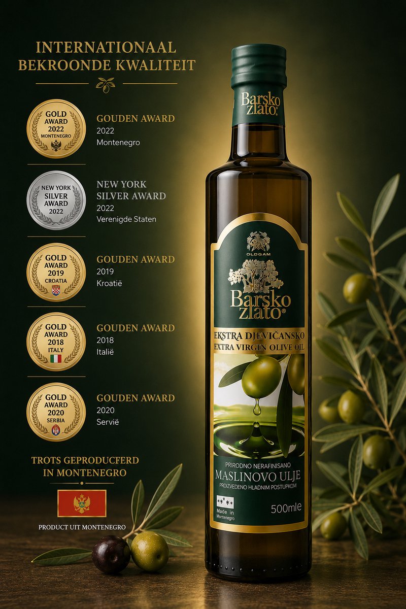 Barsko Zlato Extra Vierge Olijfolie 250 ml | Premium Olijfolie uit Montenegro | Koudgeperst | Žutica Olijven