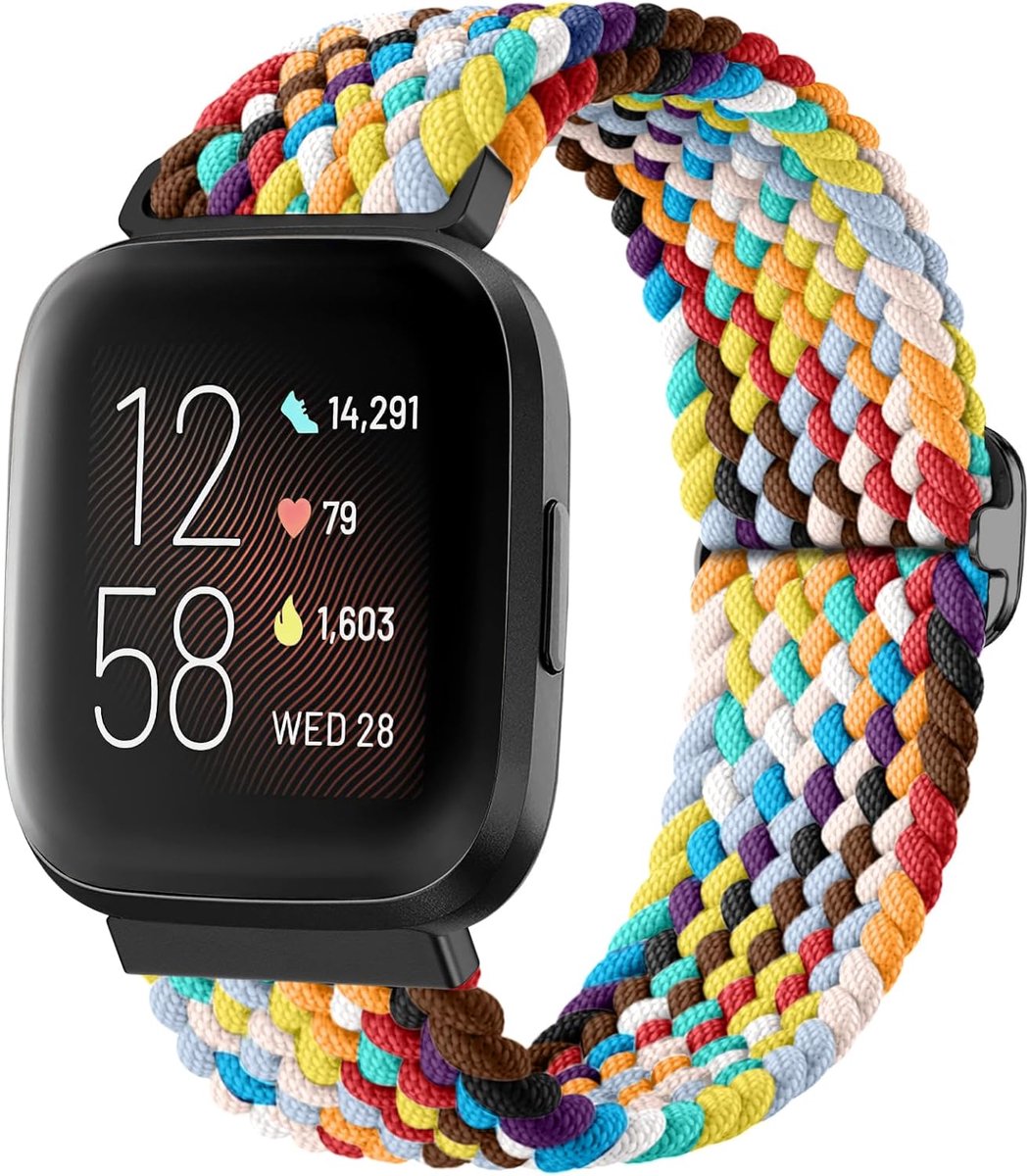 Gevlochten Lus Bandje Compatibel met Fitbit Versa 2 Bandje/Fitbit Versa Bandje, Verstelbare Elastische Sport Bandje voor Fitbit Versa 2 / Versa/Versa Lite voor Vrouwen Mannen