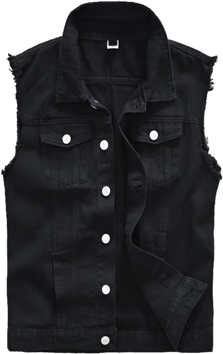 jeans mannenvest met revers