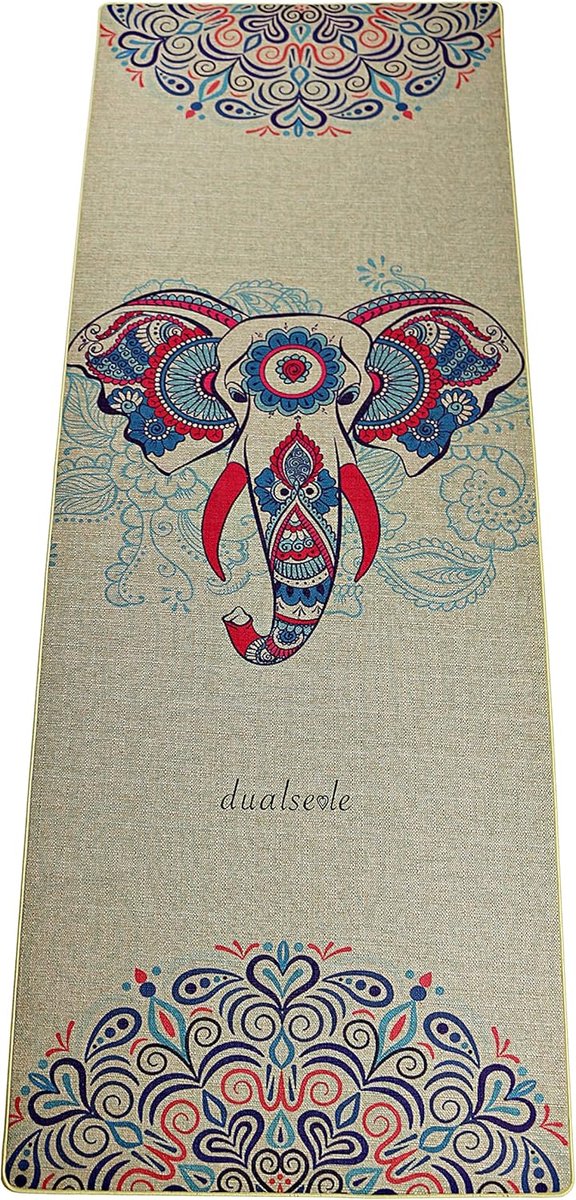 SnelShoppen - Eco Yoga Mat Antislip Jute Natuurrubber Yogamat met Draagriem 183 x 68 x 0,6 cm voor Thuis en Sport