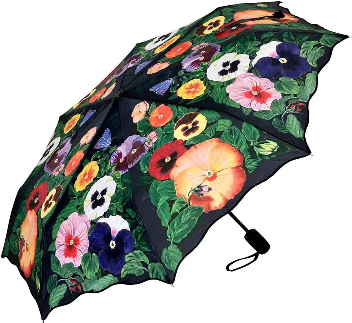 LILIENFELD® Zakparaplu Paraplu Viooltjes Pansies Automatisch Openen en Sluiten Stabiel Compact Vrouwen Mannen Motief