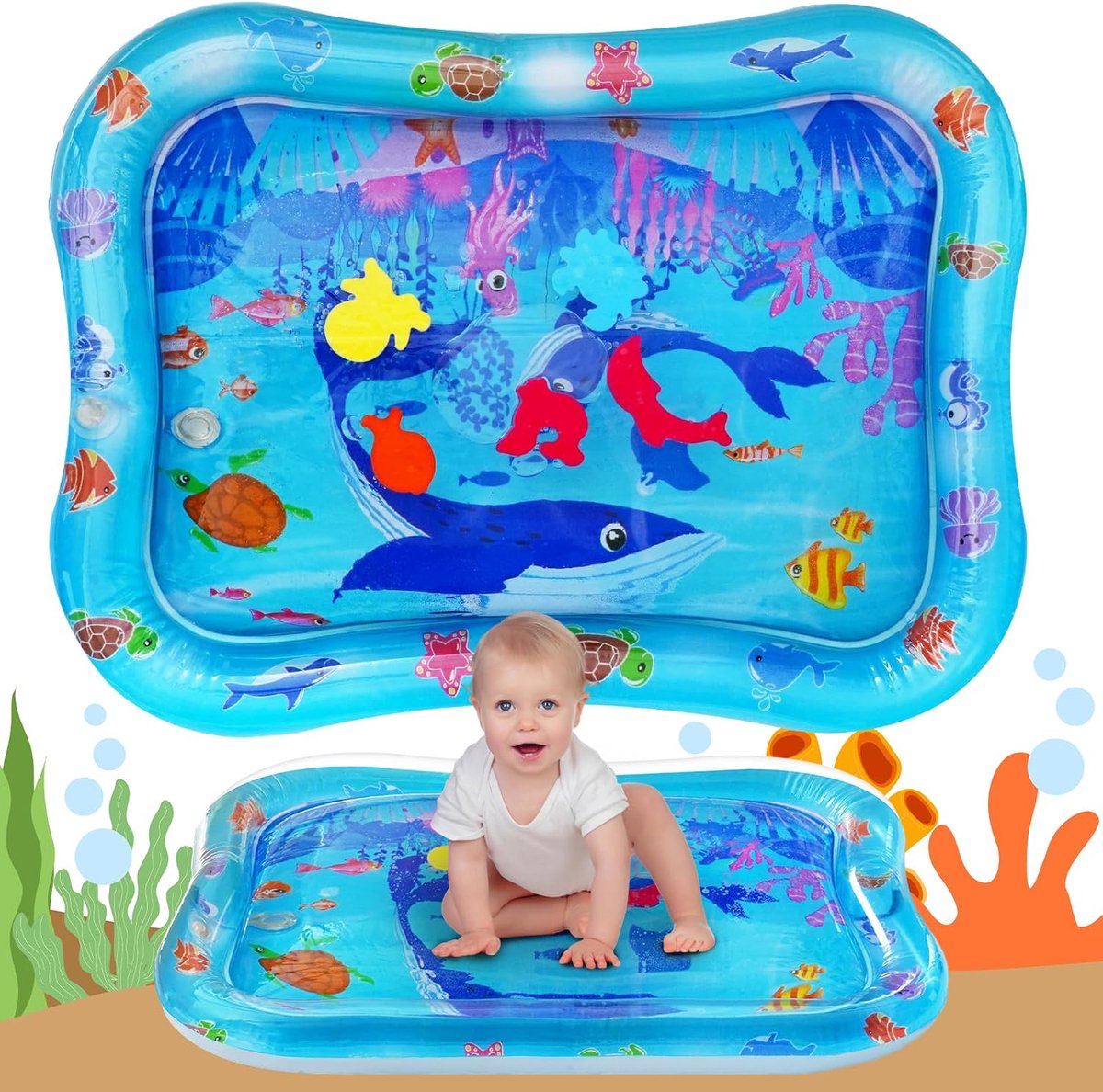 Time Watermat voor baby's, 66 x 50 cm, opblaasbaar, peuters van 3, 6 en 9 maanden, pasgeborenen, meisjes en jongens