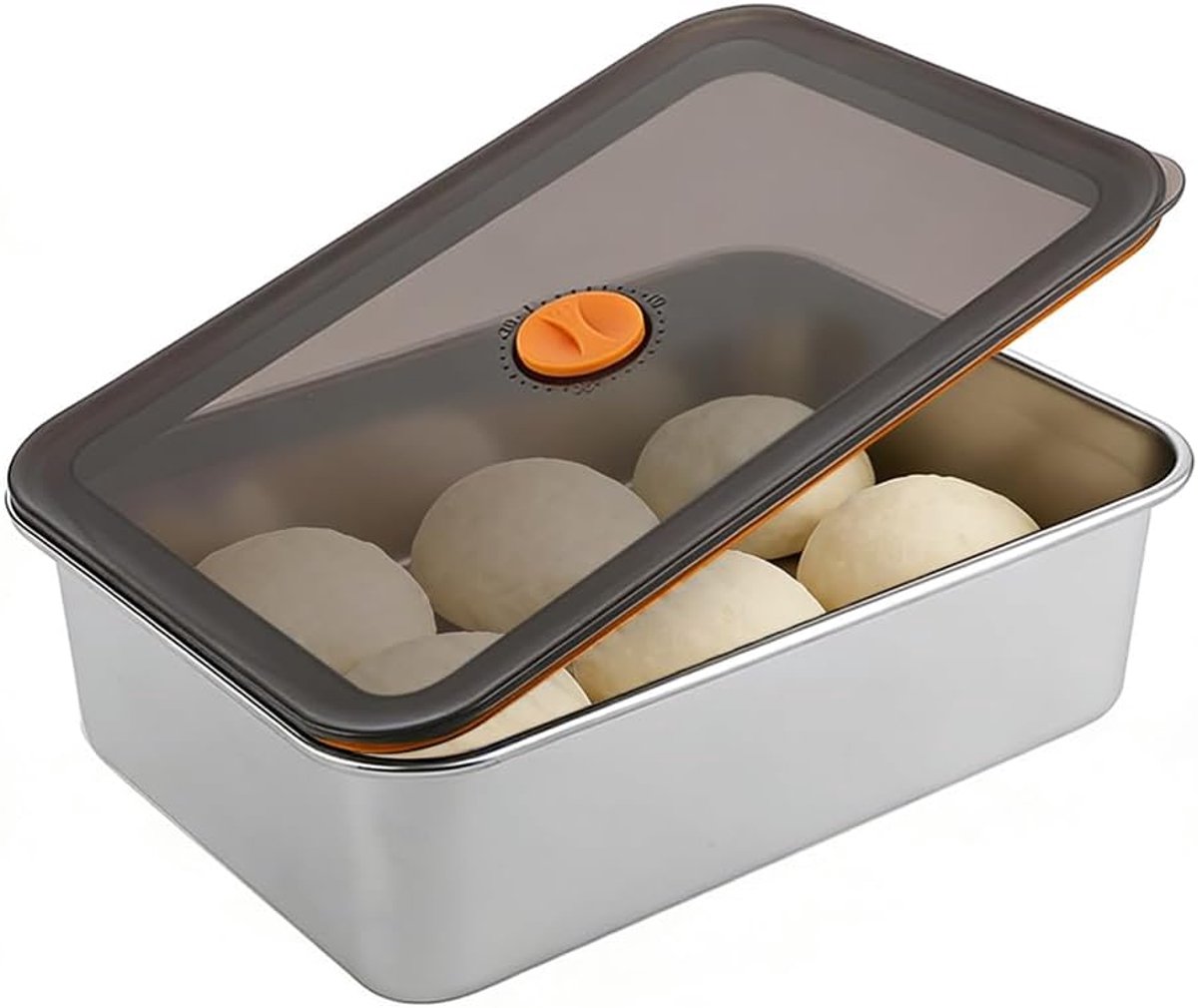 Pizzaballenbox van roestvrij staal, 30 x 21 x 8,5 cm, pizza fermentatiebox met deksel, fermentatiebox voor pizzadeeg en brooddeeg, pizza-accessoires, lichte deegbox, voedselcontainer voor deeg