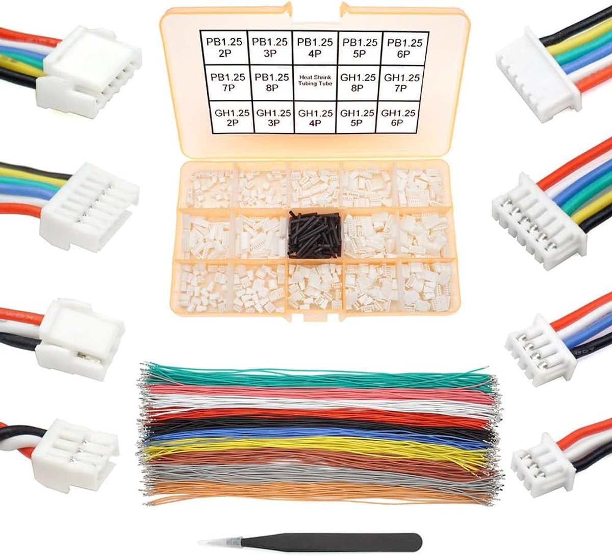 Kabelset en voorgekrompen aansluitingen GH1.25 naar PB1.25 compatibel met JST GH 1,25 mm en Molex PicoBlade 1,25 mm voor Pixhawk Cube 6C 6X Pixhawk4